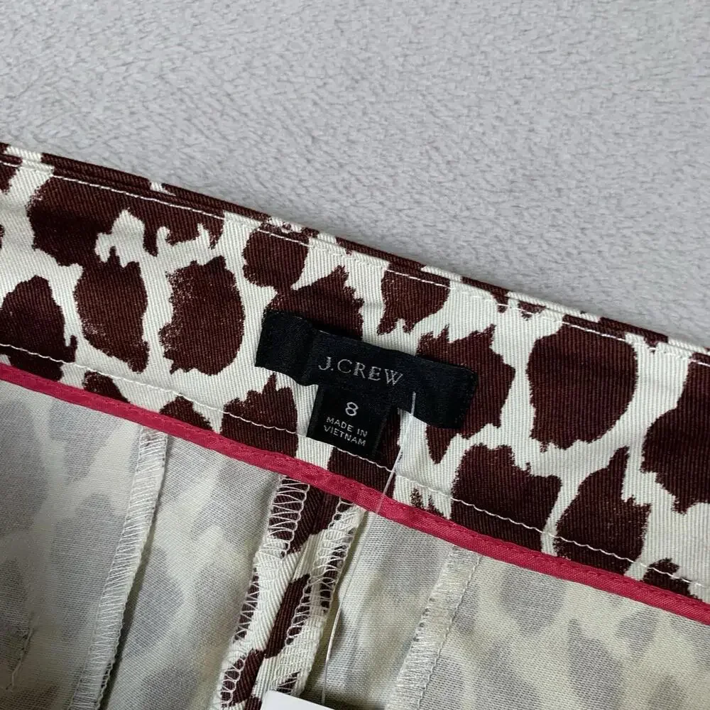 J.CREW Slim Bermuda‎ Shorts Womens 8 Brown Tan Giraffe Stretch Side Zipper NEW - Picture 5 of 15